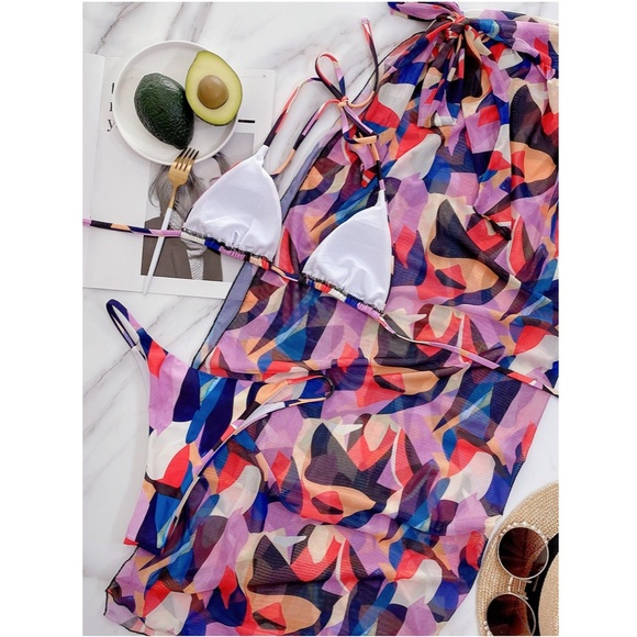 3 Piece Swimwear Set: Bikini + Sarong - Picture 5 of 9